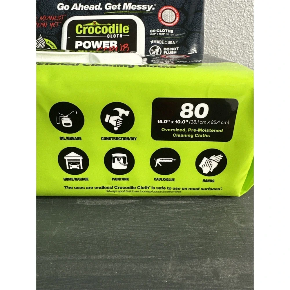 Crocodile Cloth 6500-080 Power Scrub, 80 Count‎ Huge Cloths 2 Pack